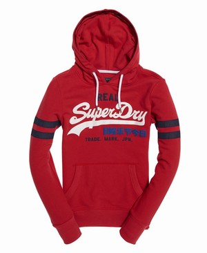 Superdry Vintage Logo Classic Retro Női Kapucnis Pulóver Piros | UDNJV0716